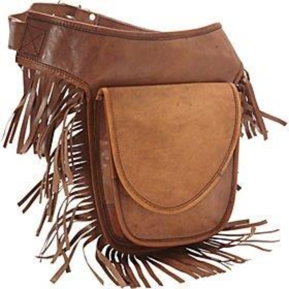 Western Fringed Leather Adjustable Hip Bag